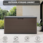 Decksplore 100 Gallon Plus Outdoor Storage Box Waterproof Lockable Resin Deck Box Large, Patio Storage Bin for Pool Accessories Cushion Furniture, Garden Tools, UV-Resistant Outside Delivery Brown