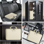 Fireproof File Organizer with Lock, Hard-Shell Case Fireproof Document Box with 13 Pockets Accordion File Folder, Important Document Organizer for Letter A4 Files Laptop Passports (Beige)
