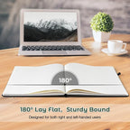 College Ruled Notebook, A4 Hardcover Leather Notebook for Work, Lined Notebook Journal for Women, Men, 192 Thick Paper, Lay Flat, Large Notebook with 2 Pockets, Professional Business Notebook, Green