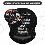 ITNRSIIET Ergonomic Mouse Pad with Gel Wrist Support Small Wrist Rest Smooth Surface Non-Slip PU Base Comfortable Office Supplies Pain Relief, 8.7 x 7.2 inches, Inspirational Quote Black