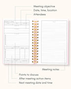 Lamare Meeting Notebook for Work Organization – Perfect Work Notebook for Note Taking, Meeting Planner and Office Supplies for Men & Women