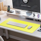 Boutilon Leather Desk Pad Protector,Non-Slip Mouse Pad,Laptop Desk Pad,Office Mouse Mat,Waterproof Leather Desk Blotter,Desk Writing Pad for Office and Home (S-Lemon,24"x 14")