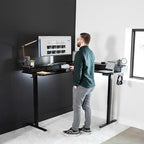 VIVO Electric 2-Tier Corner L-Shaped 63 x 55 inch Standing Desk, Height Adjustable, Memory Controller, Black Top Black Frame, Dark Gray Drawers, DESK-E3CVB