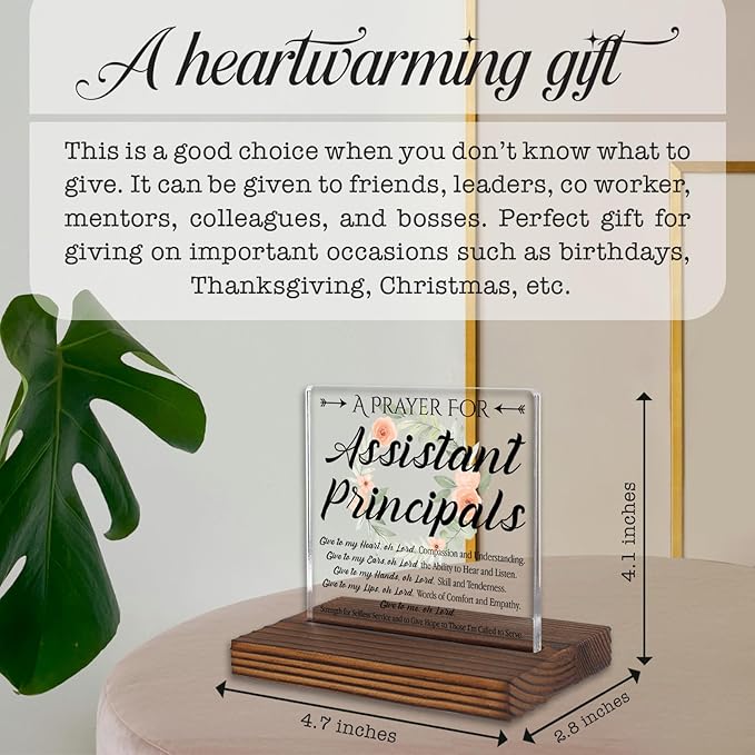 Assistant Principal Prayer Gifts Desk Sign, Inspirational Christian Appreciation Gift for School Leaders, Decorative Office Plaque for Vice Principal Recognition PA111