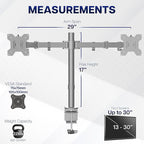 VIVO Dual Monitor Desk Mount, Heavy Duty Fully Adjustable Steel Stand, Holds 2 Computer Screens up to 30 inches and Max 22lbs Each, Gray Color, STAND-V002-GY