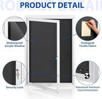 SWANCROWN Outdoor Bulletin Board Weatherproof 36x24in, Enclosed Bulletin Board with Locking Door Wall Display Case for Office School Commerce Show, Black Felt, Sliver Aluminum Frame