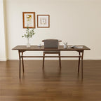 OSCHF Solid Wood Study Desk - 63" Double Long Computer Table for Home Office, 2-Person PC Workstation, Walnut