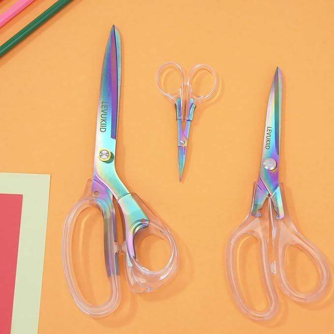 9 Inch All Purpose Scissors for Adults - Ins Style Clear Handle, 2Cr13 Stainless Steel Sharp Blade - Ideal for Fabric Crafts, Tailor's Shears - All-Purpose Fabric Scissors, Crafting & Office