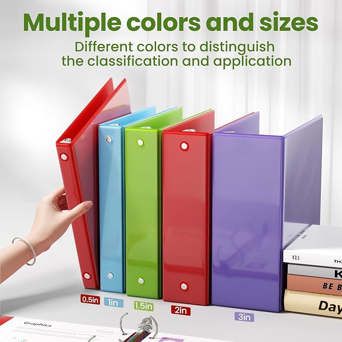 SUNEE 3 Ring Binder 1 Inch 1 Pack, Clear View Binder Three Ring PVC-Free (Fit 8.5x11 Inches) for School or Office Supplies, Tender Green