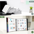 Uquelic 80-Pocket Binder with Plastic Sleeves for Letter/A4 Size(11" x 8.5"), Golden Leaf Printed Cover, Document Binder Organizer for Papers, Certificates and Artwork with Rainbow PP Divider Pages