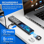 Presentation Clicker with Air Mouse - USB C Wireless Presenter Remote Clicker with Pointer, RF 2.4GHz PowerPoint Clicker for Presentation