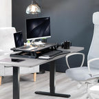 VIVO 32 inch Desk Converter, K Series, Height Adjustable Sit to Stand Riser, Dual Monitor and Laptop Workstation with Wide Keyboard Tray, Black, DESK-V000K