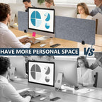 2pcs Privacy Panel, Standing Desk Divider 60"x16" Desktop Office Furniture Partitions, Clamp-On Acoustic Desk Divider Mounted Privacy Panel to Reduce Noise and Visual Distractions (Light Grey)