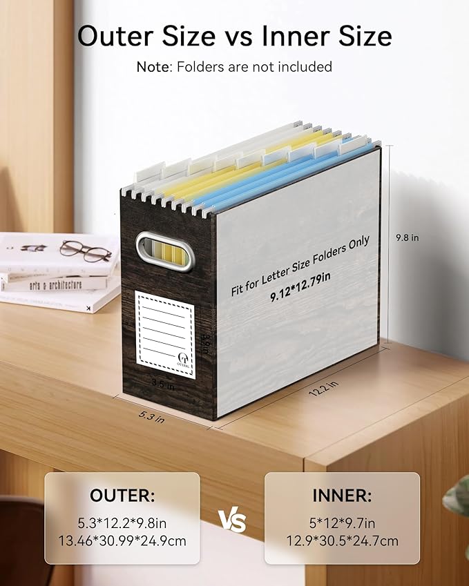 Oterri Cardboard File Organizer Box for Hanging File Folders Letter Size,File Box for Computer Desk,File Cabinet,Working Home,Office,Classroom (Assorted Colors, Letter Size - 8 Packs)