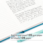 5 Pack Journal Notebook Bulk for School, Feela Hardcover Business Notebooks Classic Ruled Lined Journals with Pen Holder for Work Note Taking, with 5 Black Pens, 120 GSM, 5.1”x8.3”, A5, Teal