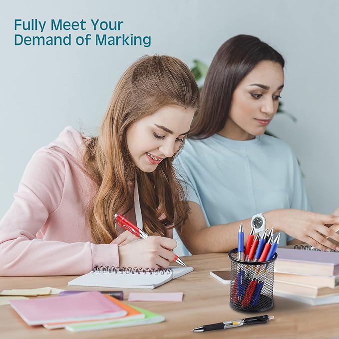 Spakon 200 Pieces Gel Pens Bulk Retractable Ink Ballpoint Pen Bulk Rolling Ball Medium Point 0.5mm Ballpoints with Soft Grip for Journal Writing Office Home(Blue, Red, Black)