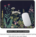 Auhoahsil Mouse Pad, 12 x 10 in Flower Theme Computer Mouse Pad for Desk, Premium-Textured Non-Slip Rubber Stitched Edges Waterproof Square Mouse Mat for Gaming Work Wireless Mice, Black