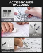 Nicpro 8 Pack 0.5mm & 0.7mm Metal Mechanical Pencil Set, MB1000 Lead Drafting Pencil for Artist Writing, Sketching, Drawing with 6 Tubes HB Lead Refills, 3PCS 4B Eraser, 9PCS Cap Eraser - With Case