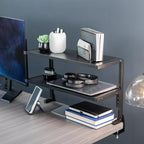 VIVO Clamp-on 24 inch Above or Below Desk 2-Tier Shelving Unit for Table Accessories, Gaming Devices, and More, Storage Tray, Desktop Organizer, Black, STAND-SHELF24C
