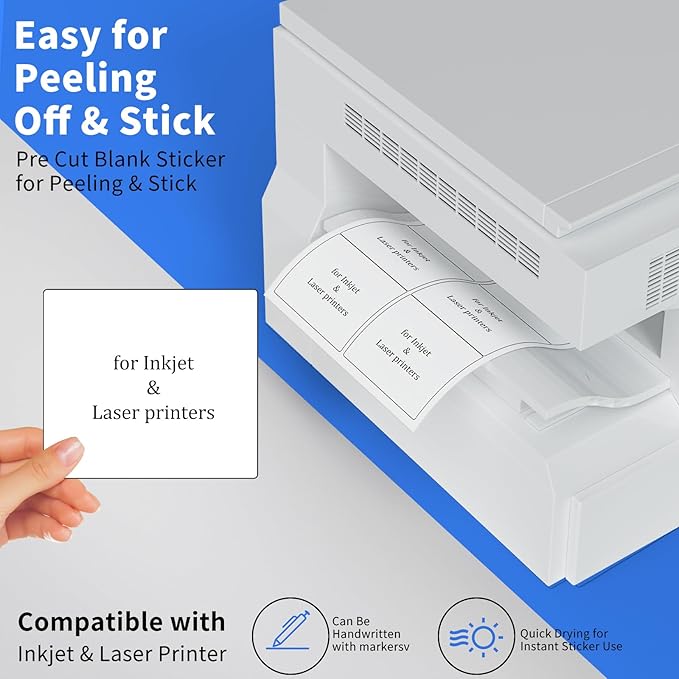 1" x2-5/8 Shipping Address Labels, Blank Mailing Labels, 30-UP White Self-Adhesive Name Tag Stickers for Inkjet and Laser Printer [500 Sheet 15000 Labels]