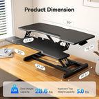 JYLH JOYSEEKER 35" Standing Desk Converter, Height Adjustable Desktop Riser with Keyboard Tray for Two Monitors, Sit to Stand up Computer Workstation for Home Office, Black