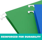 HERKKA Extra Capacity Hanging File Folders, 60 Pack Reinforced Letter Size Hanging Folders with Heavy Duty 3 Inch Expansion, Designed for Bulky Files, Medical Charts, Adjustable Tabs, Assorted Colors