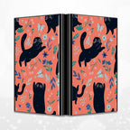 BWEGRHE Slim Credit Card Holder, Black Cat Flowers RFID Blocking Metal Wallet for Men & Women, Aluminum Minimalist Hard Case Pocket-Sized Business Cards Organizer (Fits Up to 10 Cards)