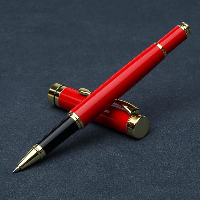 YIVONKA Luxury Ballpoint Pens Best Ball Pen Gift Set for Men & Women Professional Executive Office Nice BallPens Classy Gift Box Ballpoint Black Refill Line width 0.5mm (Red Gold)