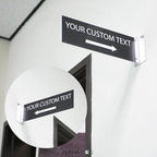 ALPHA DOG SIGNS Custom Projecting Hallway Sign, 4"x12" Double-Sided Business Plaque Left Arrow, Personalized Indoor Outdoor Wayfinding, Easy Install, Durable, Made in USA (Black)