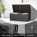 Yardgrace 210 Gallon Outdoor Storage Box - Waterproof Patio Deck Box for Outside Deliveries, All-Weather Resin Bin with Lock for Cushions & Tools, Black