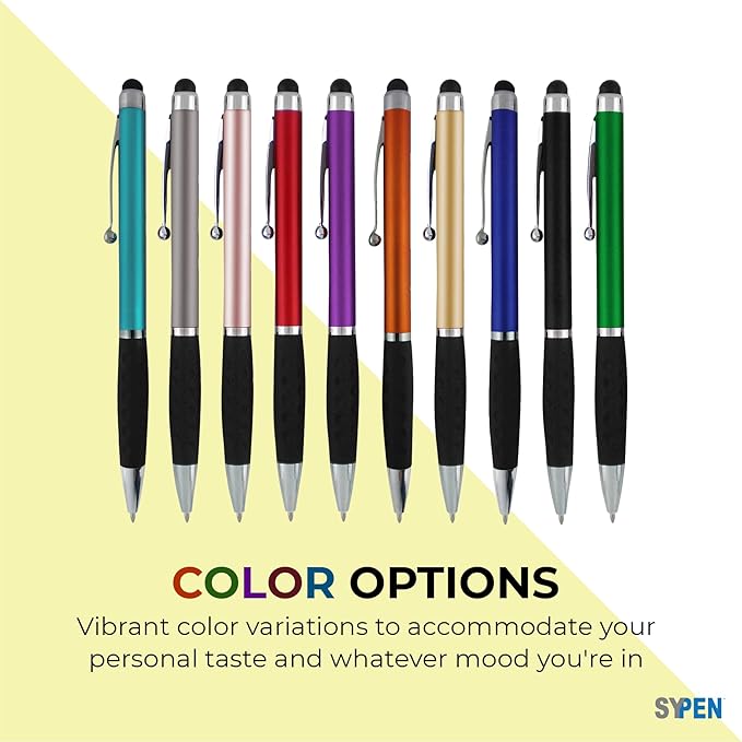 SyPen Personalized Pens With your Custom Logo or Text-300 Pack Bulk-for Businesses, Parties, and Events, 2 in 1 Ballpoint Pen & Stylus Compatible with Touchscreen Devices, Gold Barrel, Black Ink