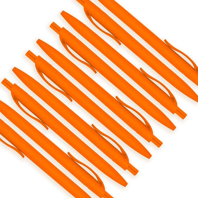 deegtran Pens Bulk, 200 Pack No Bleed Orange Barrel Click Pens, Wholesale Retractable Ballpoint Pens, Pen Medium Point, Smooth Ink Pens, 1.0MM Black Ink