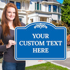 Custom Decorative Sign, Personalized Metal Sign for Business, Driveway, Home, Airbnb, Office Door Plaque, Blue Background Sign, 18x24 Inches, ACM, Fade Resistant, Made in USA by Sigo Signs