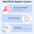 HAUTOCO 5 Pack Plastic Report Covers with 3 Prongs Fasteners Clear Front Resume Portfolio Folder for 8.5x11 Letter Size Paper, Presentation Document Report Cover for School Office Business, 5 Colors