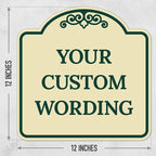 Custom Decorative Sign, Personalized Metal Sign for Business, Driveway, Home, Airbnb, Office Door Plaque, Ivory Sign, 12x12 Inches, ACM, Fade Resistant, Made in USA by Sigo Signs