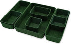 Welaxy Desk drawer organizer bins shallow trays felt storage desktop box for jewelry watches office supplies makeup small key holder minimalism 8-piece (Forest Green)