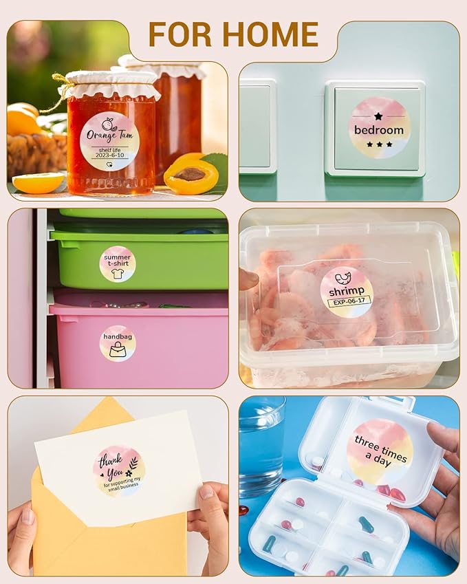 750 Pcs Phomemo 2" Color Round Thermal Label, Self-Adhesive Round Sticker Labels, Circular Direct Thermal Printer Circle Label for Logo Design, Name/Price Tag, Thanks Card, QR Code, 750 Labels/Roll