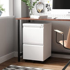 Letaya 2 Drawer Mobile File Cabinet with Lock,Under Desk Metal Filing Cabinets for Home Office Organizer Letters/Legal/A4(White-Requires Installation)