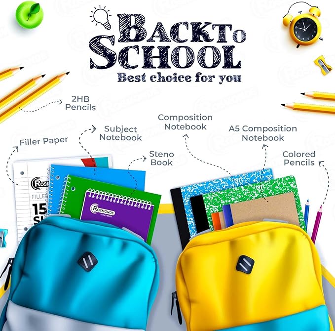 Rosmonde 50 Pack Bulk Composition Notebooks College Ruled, 200 Pages (100 Sheets), 9-3/4 x 7-1/2, Bulk School Supplies, Bulk College Ruled Notebooks, Bulk Assorted Colors Marble Notebooks for School