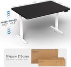 VIVO Electric 48 x 30 in Standing Desk, Memory Height Adjustment, 1B Series, Holds 220 lbs, One-Piece Black Top, White Frame, DESK-KIT-1W5B
