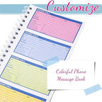 Sinmoe 1 Pcs Spiral Bound Phone Message Book with Carbon Copy 5-1/2" x 11" 2 Part Colorful Carbonless Telephone Message Pads Duplicate Spiral Phone Call Log Book for Business Office (Rose Red,Blue)