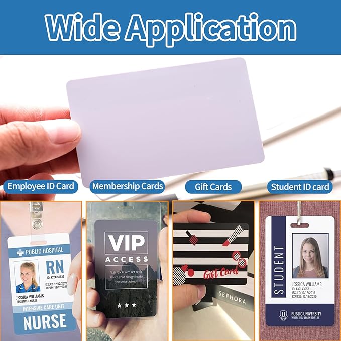 25 Pack - Premium Blank PVC Cards for ID Badge Printers - Premium Quality White CR80 30 Mil (CR8030) by KLMNDUO - Compatible with Most Photo ID Badge Printers(White)
