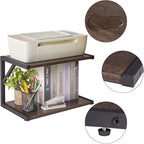 IBUYKE 2-Tier Desktop Printer Stand Holder, Multi-Purpose Desk Organizer Storage Shelf, Book Shelf Printer Shelf for Fax Machine, Scanner, Files, Books, Dark Grey UTLJ004G