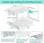 Beleeb Under Sink Organizer, Extra-Wide Upgrade, 1 Pack 2 Tier Metal Slide Out Cabinet Organizer, Height Adjustable Organization and Storage Series, Bathroom/Cabinet/Kitchen organization, White