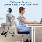 5 STARS UNITED Seat Cushion for Tailbone Pain Relief – Memory Foam Cushion for Coccyx, Hip, Sciatica & Post-Surgery Recovery – Wheelchair, Car, Desk, Gaming & Office Chairs, Blue, X-Large