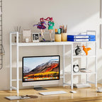 Snughome Desk Shelf, 44.9" Large Desktop Organizer Shelf, Desk Hutch for Monitor, 4 Tier Display Rack, Wooden Desktop Bookshelf Storage Rack for Home Office Dorm