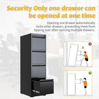 Reegangfa 4 Drawer File Cabinet with Lock, 18" D Metal Vertical Filing Cabinets, Steel File Storage Cabinets for Home Office, Hanging A4 Legal/Letter Size Narrow File Cabinet, Assembly Required