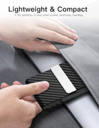 Padike Professional Business Card Holder PU Leather Business Card Case Name Card Holder Slim Metal Pocket Card Holder with Magnetic Shut (Black-1)
