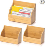 SHIQIKEJIPTY 2 Pack Wood Index Card Holder 4x6 Inch Index Card Box Notecard Box Business Cards Organizer Post Cards Case Display Stand for Business Desk Office Home School Holds 300 Sheets