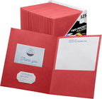 FILE-EZ Two-Pocket Folders, Red, 125-Pack, Textured Paper, Letter Size (EZ-32458)